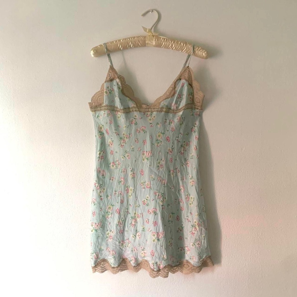 Victoria’s Secret Floral Silk and Lace Slip Dress